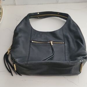 Vince Camuto Black Hobo Bag with Gold Zippers